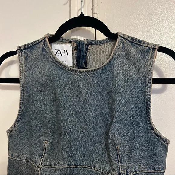 ZARA Denim Mini Dress – Size Small (Like New) - Picture 3 of 4